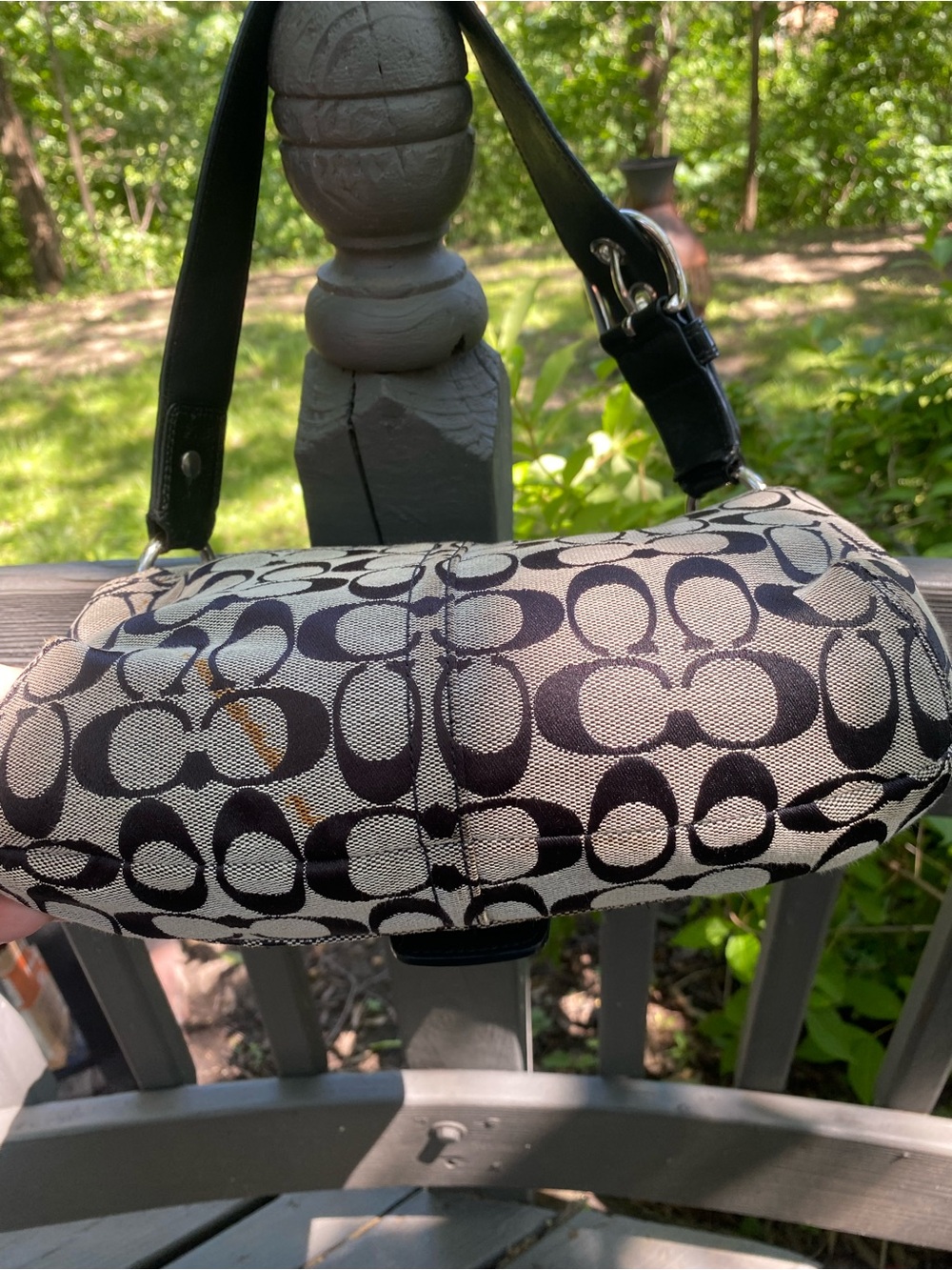 Coach Black and Gray Signature Canvas Soho Shoulder Bag with Buckle - Picture 6 of 10